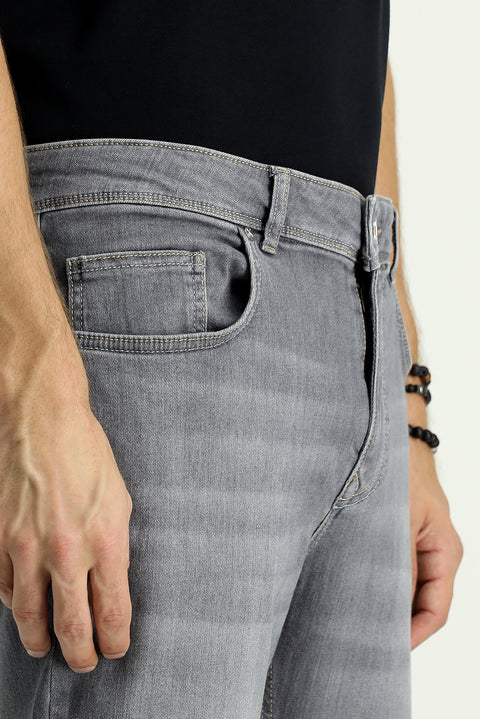 Orta Gri 6 Drop Regular Fit Standart Kesim Likralı Denim Pantolon