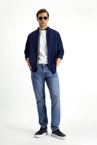  İndigo Regular Fit Likralı Denim Pantolon