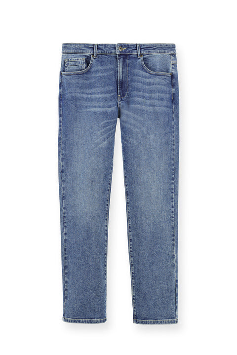 Indigo Regular Fit Standard Cut Lycra Denim Pants