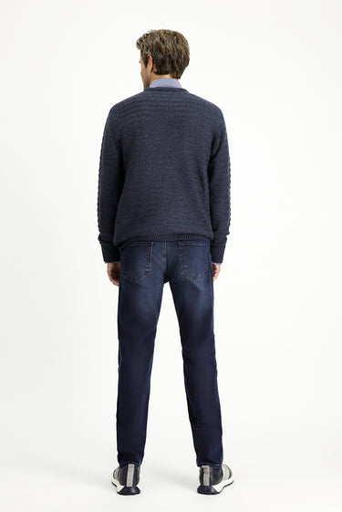 Koyu Lacivert Regular Fit Likralı Denim Pantolon