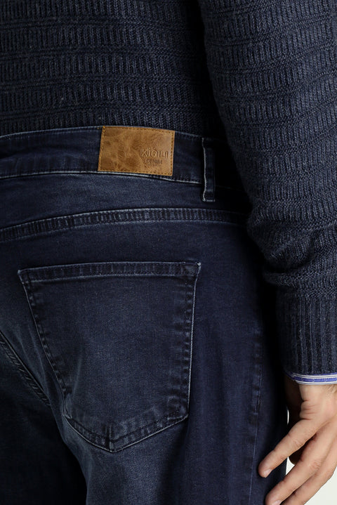 Koyu Lacivert Regular Fit Standart Kesim Likralı Denim Pantolon