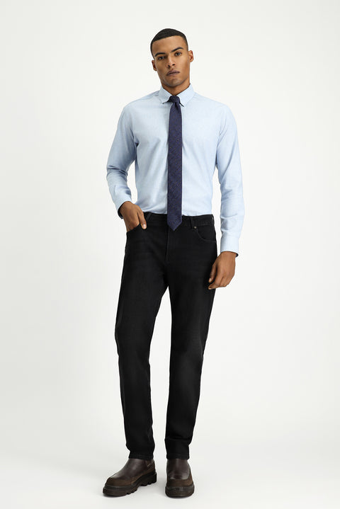 Siyah 6 Drop Regular Fit Standart Kesim Likralı Denim Pantolon