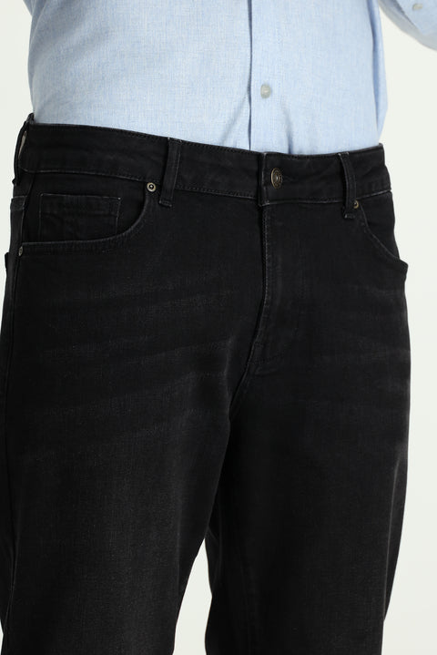 Siyah 6 Drop Regular Fit Standart Kesim Likralı Denim Pantolon