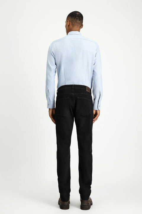 Siyah 6 Drop Regular Fit Standart Kesim Likralı Denim Pantolon