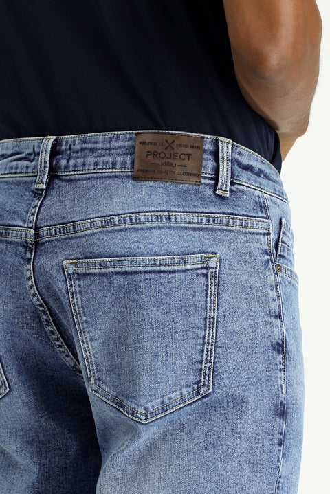 Koyu Lacivert 7 Drop Slim Fit Dar Kesim Likralı Denim Pantolon