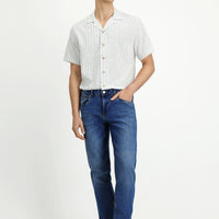 Koyu Mavi  Slim Fit Dar Kesim Likralı Denim Pantolon