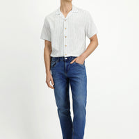 Koyu Mavi  Regular Fit Likralı Denim Pantolon
