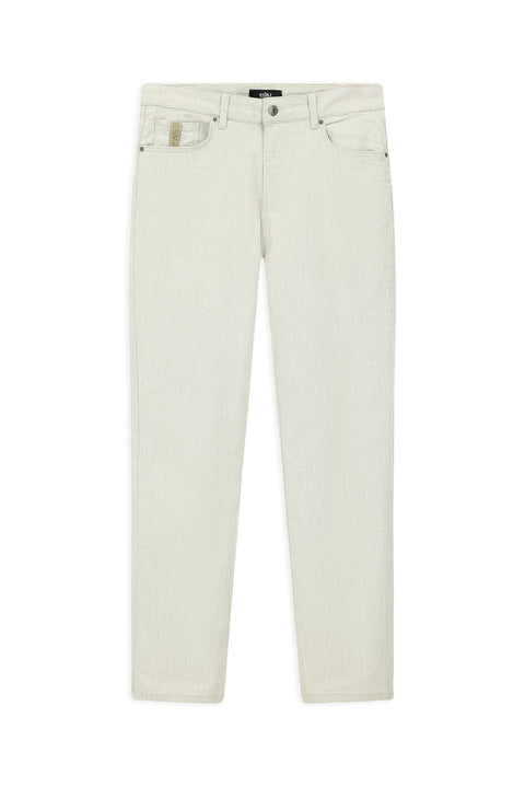 Ekru Slim Fit Dar Kesim Likralı Denim Pantolon