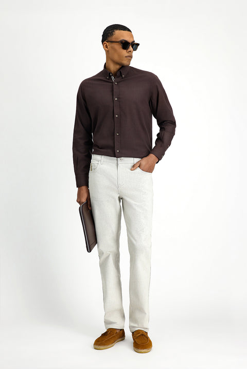 Ekru 7 Drop Slim Fit Dar Kesim Likralı Denim Pantolon