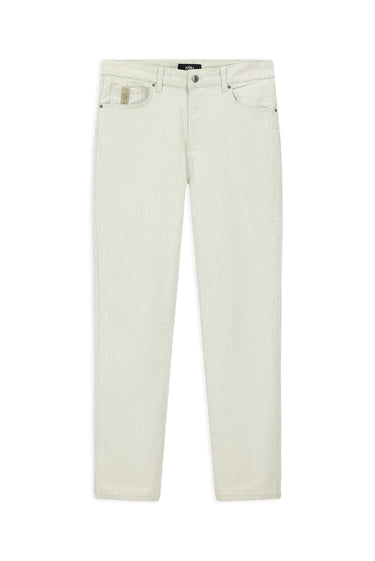 Ekru Slim Fit Dar Kesim Likralı Denim Pantolon