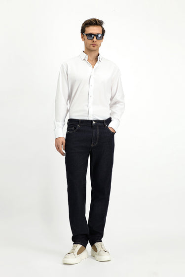  Koyu Lacivert Regular Fit Likralı Denim Pantolon