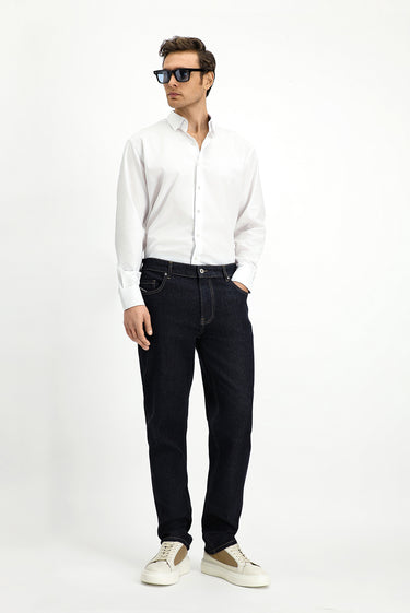  Koyu Lacivert Regular Fit Likralı Denim Pantolon