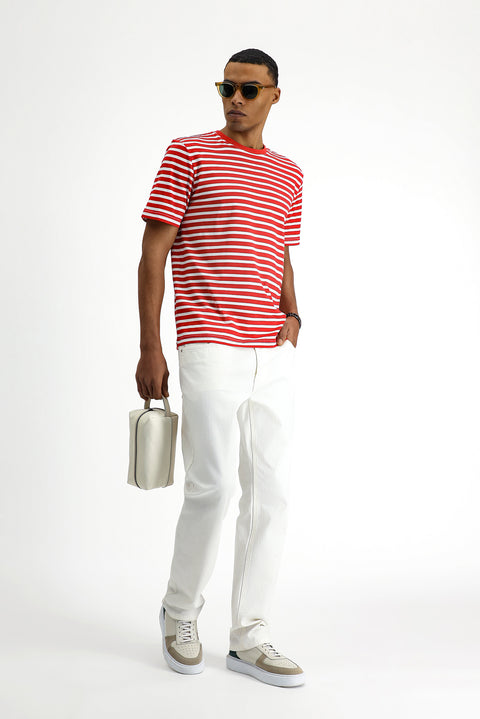 Beyaz 6 Drop Regular Fit Standart Kesim Likralı Denim Pantolon