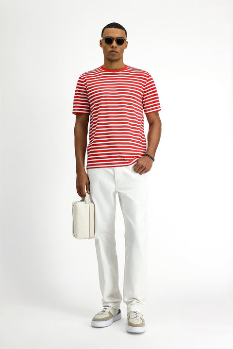 Beyaz 6 Drop Regular Fit Standart Kesim Likralı Denim Pantolon