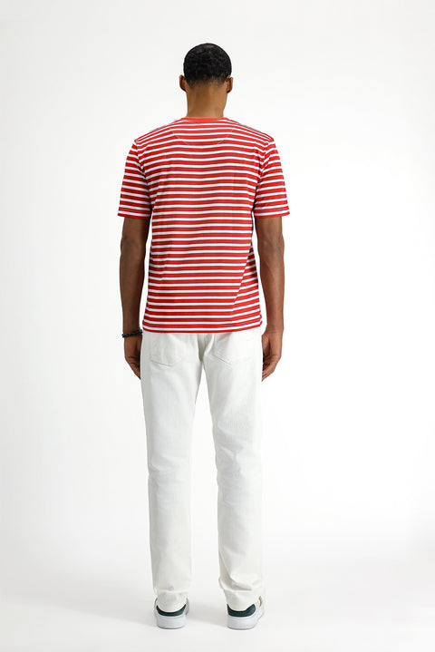 Beyaz 6 Drop Regular Fit Standart Kesim Likralı Denim Pantolon