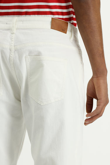 Beyaz Regular Fit Likralı Denim Pantolon