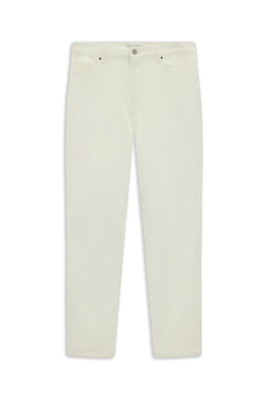Beyaz Regular Fit Likralı Denim Pantolon