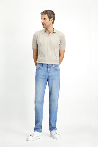  Açık Mavi Regular Fit Standart Kesim Likralı Denim Pantolon
