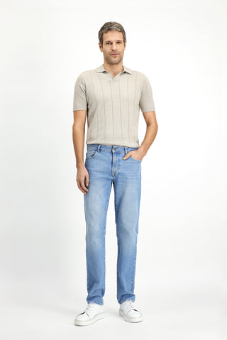  Açık Mavi Regular Fit Standart Kesim Likralı Denim Pantolon