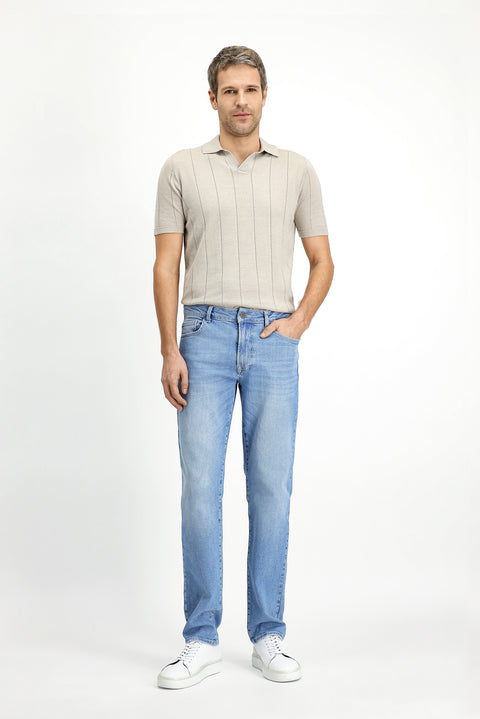 Açık Mavi Regular Fit Standart Kesim Likralı Denim Pantolon