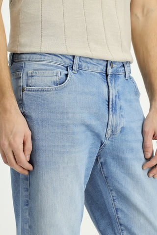  Açık Mavi Regular Fit Standart Kesim Likralı Denim Pantolon