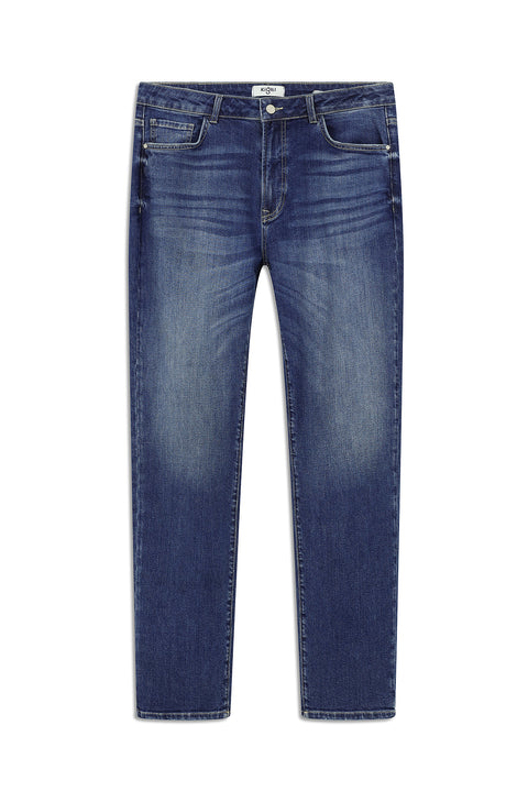 Koyu Mavi  Regular Fit Standart Kesim Likralı Denim Pantolon