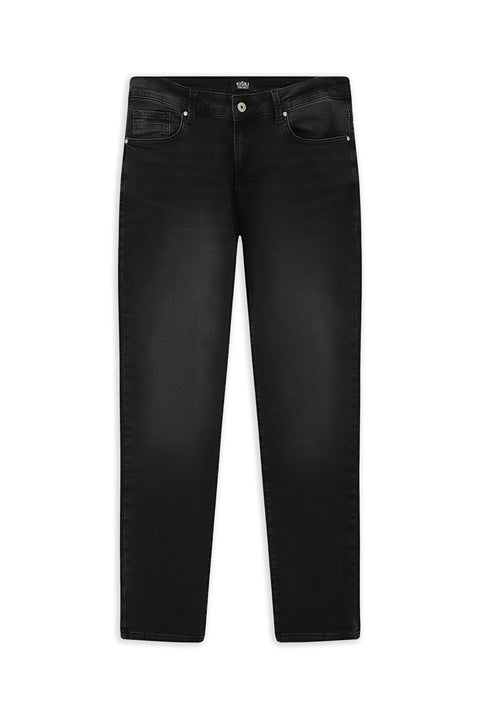 Black Regular Fit Standard Cut Lycra Denim Pants