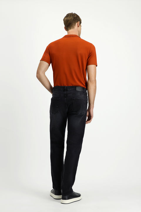 Siyah Regular Fit Standart Kesim Likralı Denim Pantolon