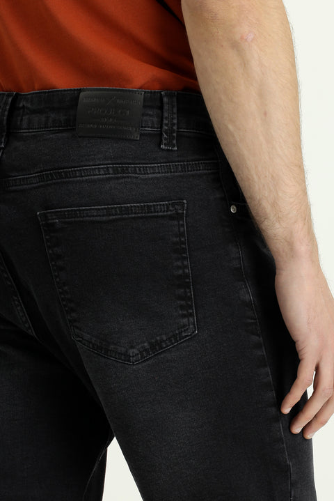 Siyah Regular Fit Standart Kesim Likralı Denim Pantolon