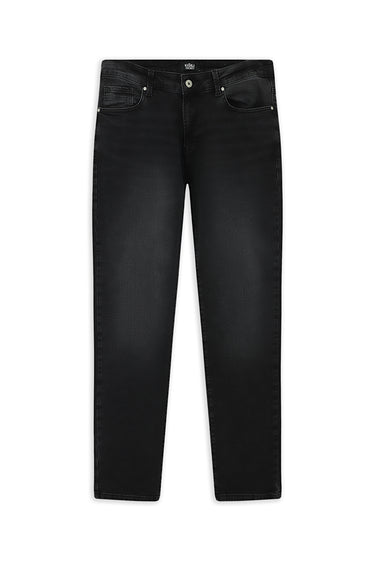Siyah Regular Fit Likralı Denim Pantolon