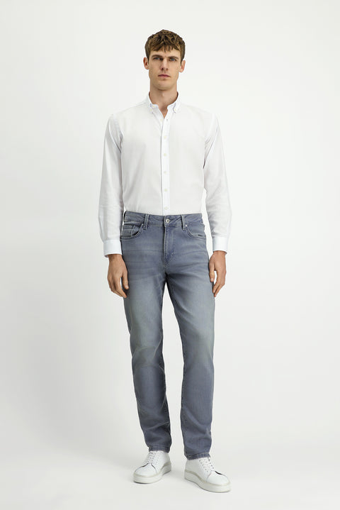Medium Gray Regular Fit Standard Cut Stretch Denim Pants