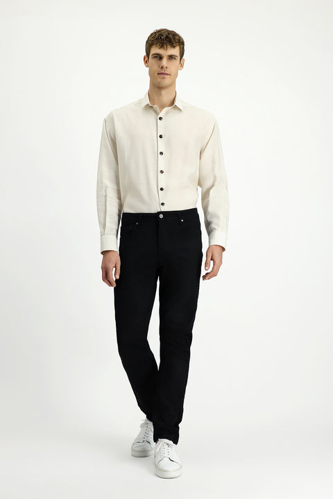 Siyah 6 Drop Regular Fit Standart Kesim Likralı Denim Pantolon