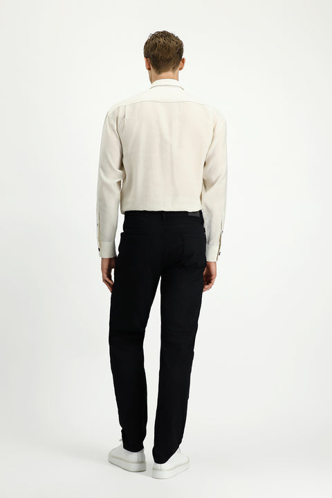 Siyah 6 Drop Regular Fit Standart Kesim Likralı Denim Pantolon