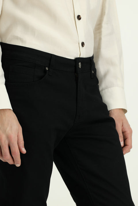 Siyah 6 Drop Regular Fit Standart Kesim Likralı Denim Pantolon