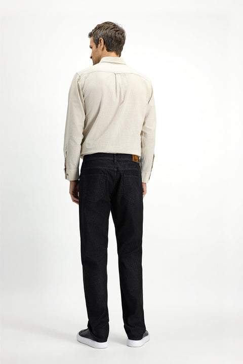 Siyah Regular Fit Standart Kesim Likralı Denim Pantolon