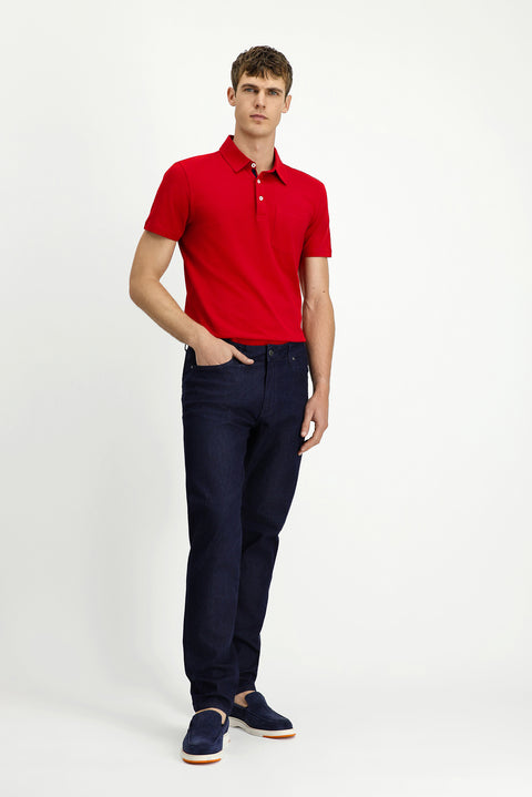 Koyu Lacivert Regular Fit Standart Kesim Likralı Denim Pantolon