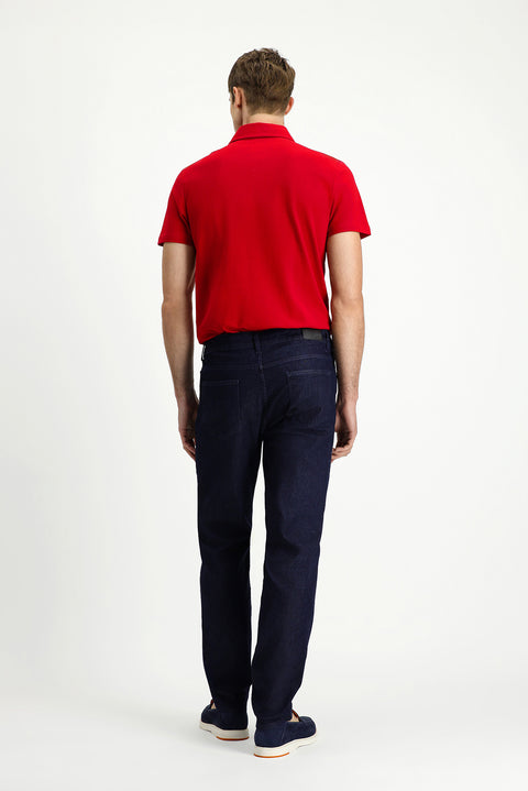 Koyu Lacivert Regular Fit Standart Kesim Likralı Denim Pantolon