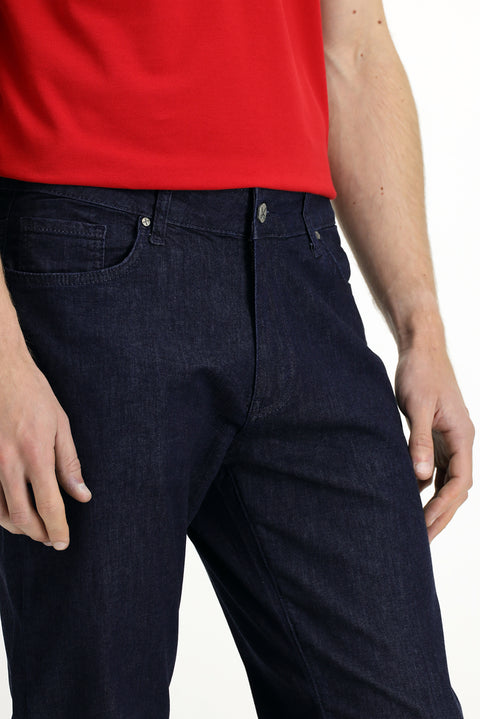 Koyu Lacivert Regular Fit Standart Kesim Likralı Denim Pantolon