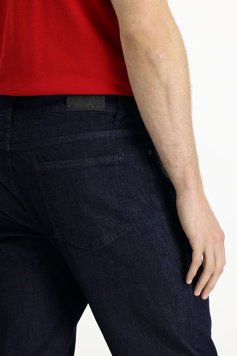 Koyu Lacivert Regular Fit Standart Kesim Likralı Denim Pantolon