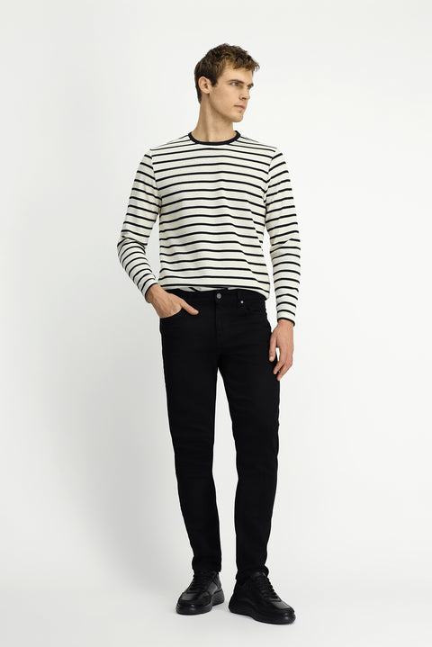 Siyah 7 Drop Slim Fit Dar Kesim Likralı Beş Cep Denim Pantolon