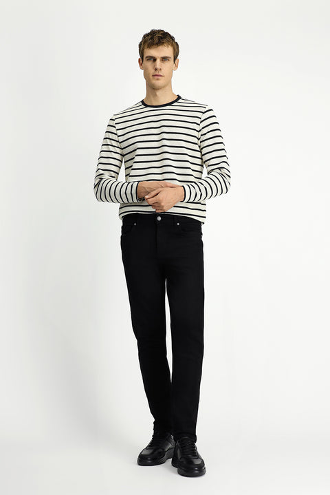 Siyah 7 Drop Slim Fit Dar Kesim Likralı Beş Cep Denim Pantolon