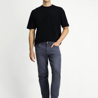 Orta Gri Slim Fit Dar Kesim Likralı Beş Cep Denim Pantolon