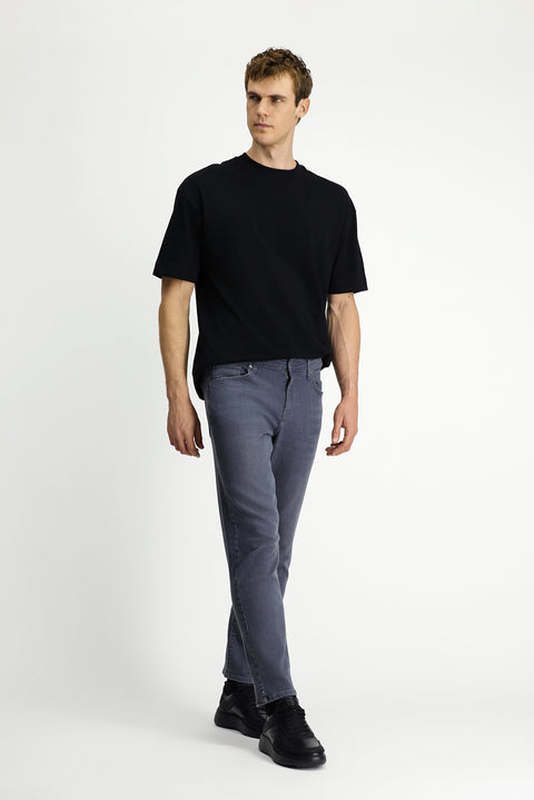 Orta Gri 7 Drop Slim Fit Dar Kesim Likralı Beş Cep Denim Pantolon