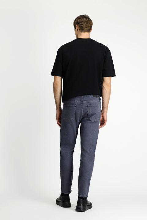 Orta Gri 7 Drop Slim Fit Dar Kesim Likralı Beş Cep Denim Pantolon