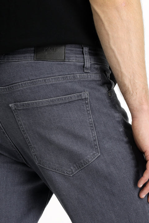 Orta Gri Slim Fit Dar Kesim Likralı Beş Cep Denim Pantolon