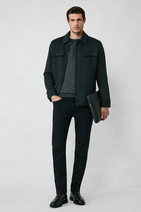 Siyah 7 Drop Slim Fit Dar Kesim Pamuklu Likralı Esnek 4 Mevsim Denim Pantolon