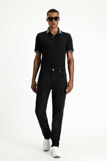  Siyah Relaxed Fit Rahat Kesim Likralı Denim Pantolon