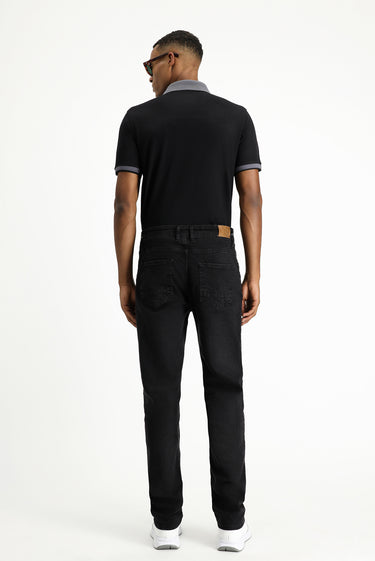Siyah Regular Fit Likralı Denim Pantolon