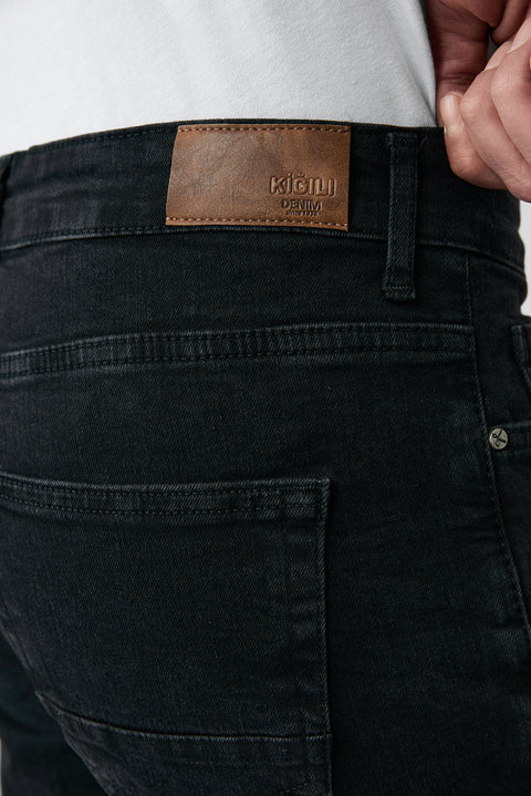 Siyah 7 Drop Slim Fit Dar Kesim Pamuklu Likralı Esnek 4 Mevsim Denim Pantolon
