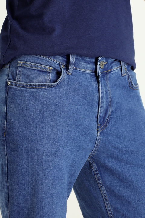 Açık Mavi Slim Fit Dar Kesim Pamuklu Likralı Esnek 4 Mevsim Denim Pantolon